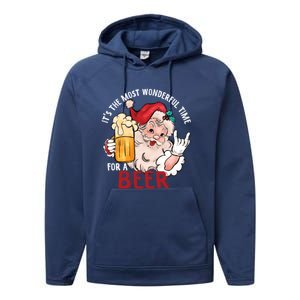 Funny Christmas Beer Meme For Ugly Christmas Beer Funny Gift Performance Fleece Hoodie