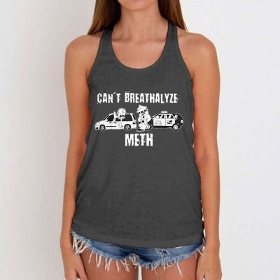 Funny CanT Breathalyze Meth Humor Quote Saying Women's Knotted Racerback Tank