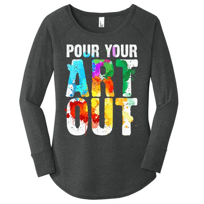 Funny Colorful Brain Art Teacher Artist for Student Painter Women's Perfect Tri Tunic Long Sleeve Shirt