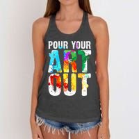 Funny Colorful Brain Art Teacher Artist for Student Painter Women's Knotted Racerback Tank