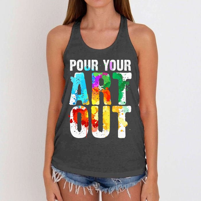 Funny Colorful Brain Art Teacher Artist for Student Painter Women's Knotted Racerback Tank