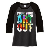 Funny Colorful Brain Art Teacher Artist for Student Painter Women's Tri-Blend 3/4-Sleeve Raglan Shirt