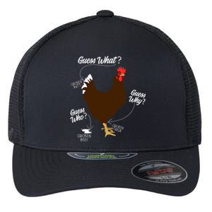 Funny Chicken Butt Guess Why Farm Farming Hens Roaster Flexfit Unipanel Trucker Cap