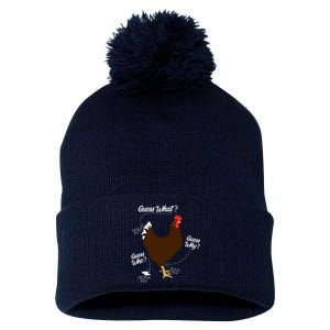 Funny Chicken Butt Guess Why Farm Farming Hens Roaster Pom Pom 12in Knit Beanie