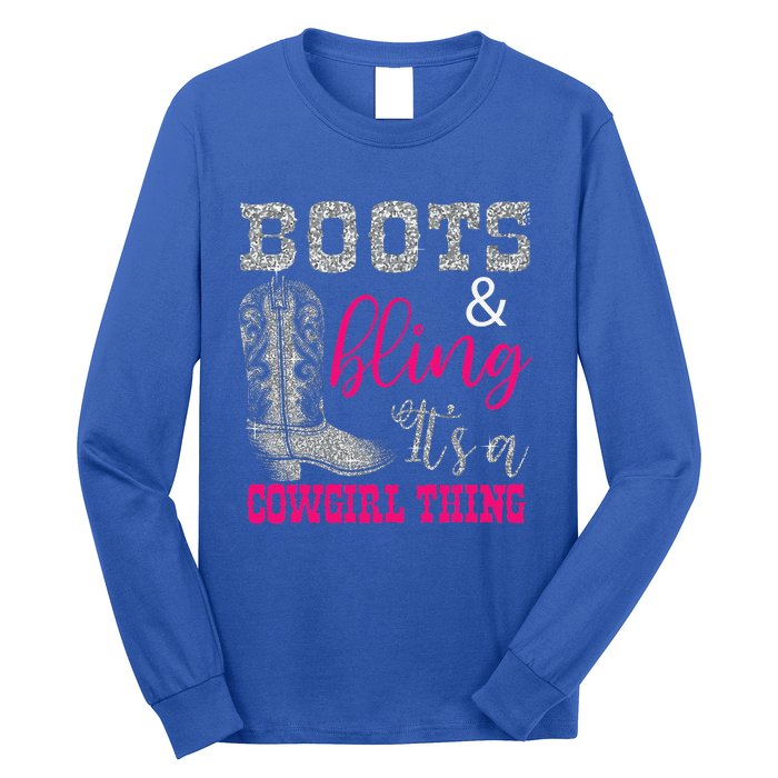 Funny Cowgirl Boots Bling Women Gift Country Life Long Sleeve Shirt