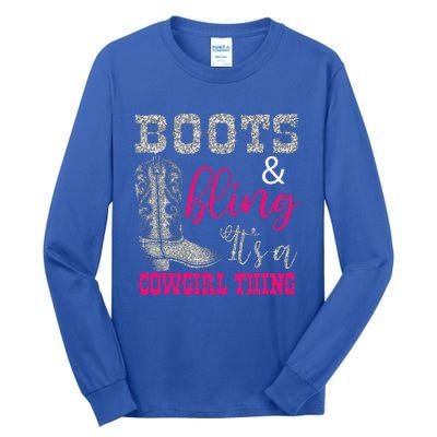 Funny Cowgirl Boots Bling Women Gift Country Life Tall Long Sleeve T-Shirt