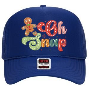 Funny Cookie Baking Gingerbread Man Oh Snap Christmas Gift High Crown Mesh Back Trucker Hat