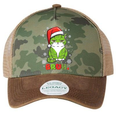 Funny Christmas Bruh Grumpy Grinch Cat Legacy Tie Dye Trucker Hat