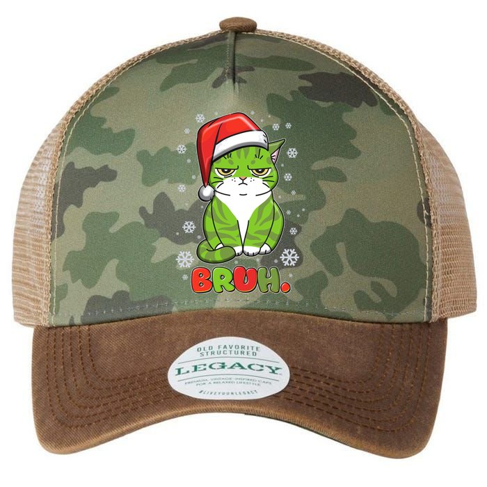 Funny Christmas Bruh Grumpy Grinch Cat Legacy Tie Dye Trucker Hat