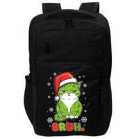 Funny Christmas Bruh Grumpy Grinch Cat Impact Tech Backpack