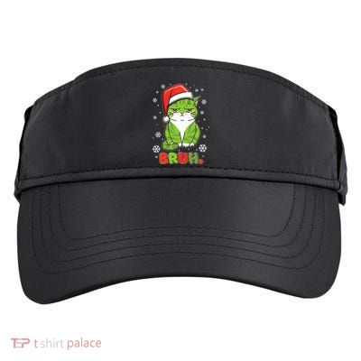 Funny Christmas Bruh Grumpy Grinch Cat Adult Drive Performance Visor