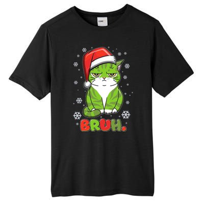 Funny Christmas Bruh Grumpy Grinch Cat Tall Fusion ChromaSoft Performance T-Shirt