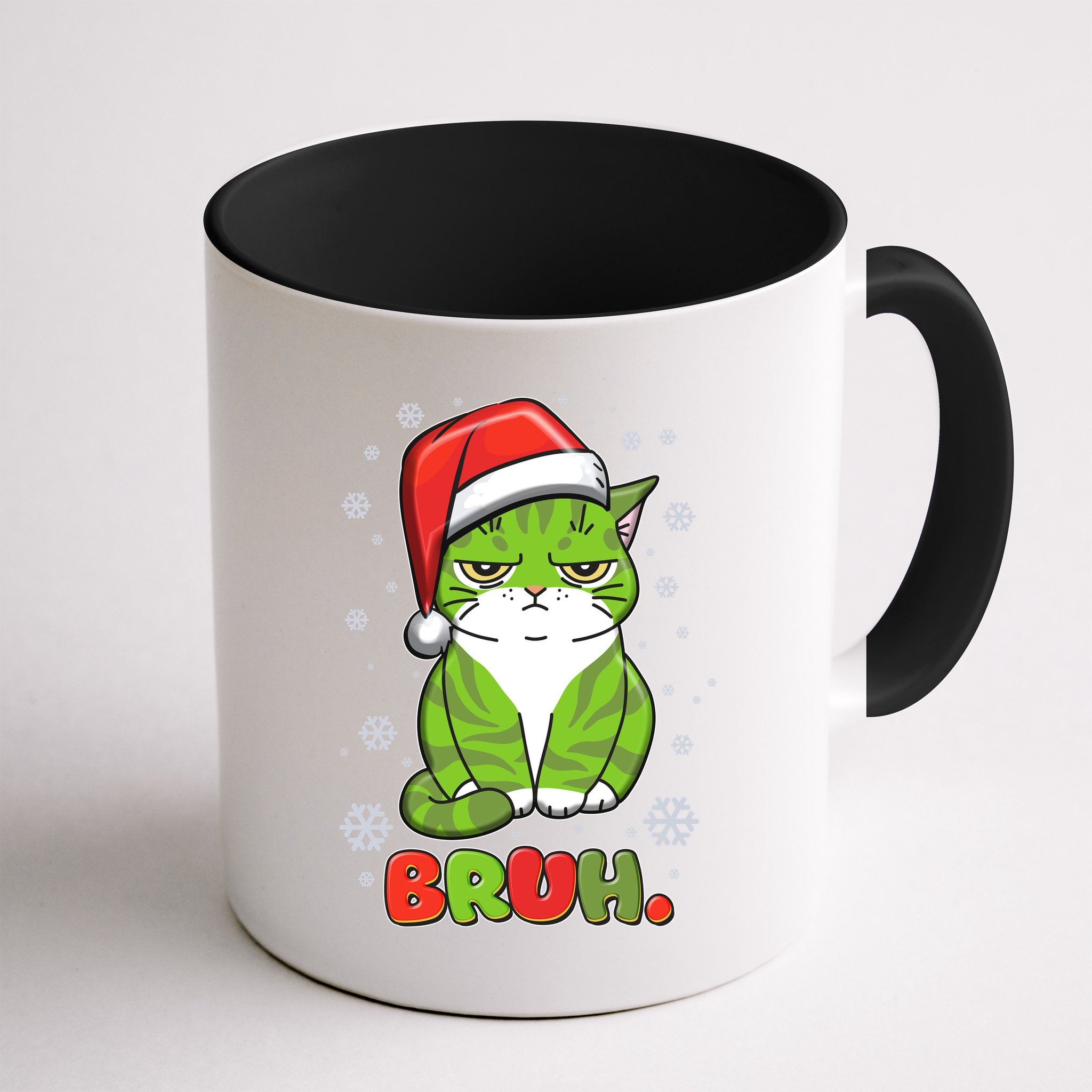 Funny Christmas Bruh Grumpy Grinch Cat Mug