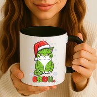 Funny Christmas Bruh Grumpy Grinch Cat Mug