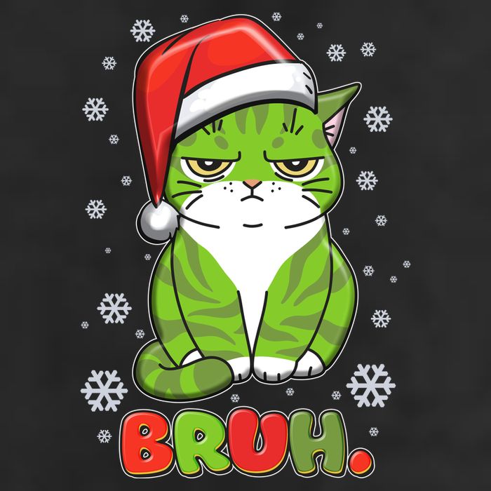 Funny Christmas Bruh Grumpy Grinch Cat 12oz Stainless Steel Coffee Mug