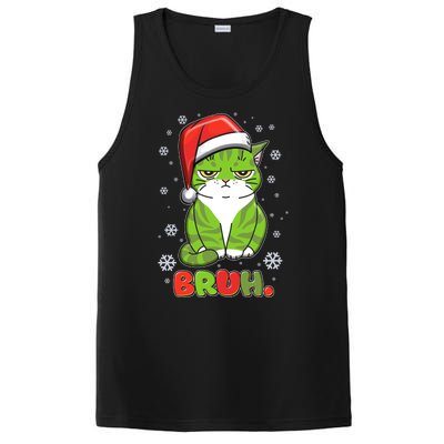 Funny Christmas Bruh Grumpy Grinch Cat PosiCharge Competitor Tank