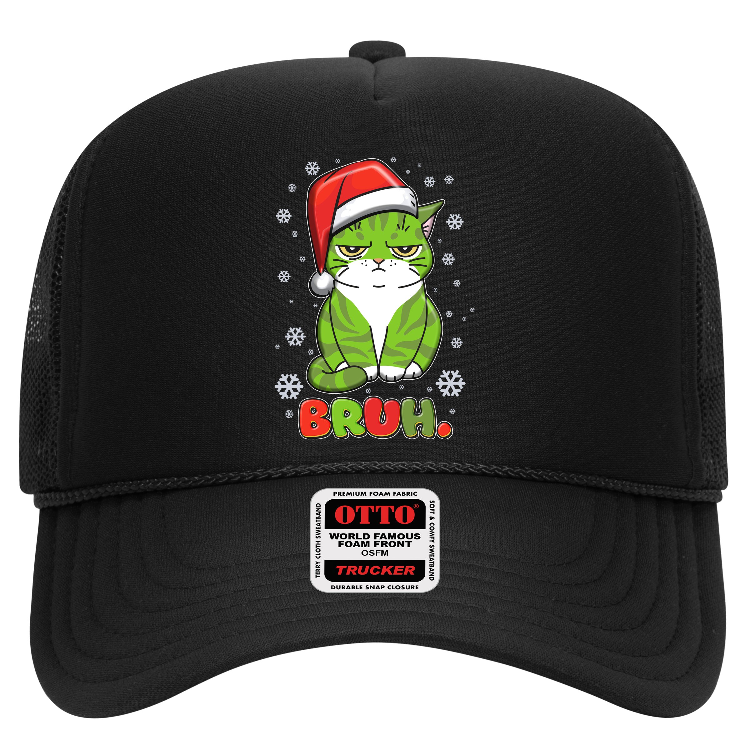Funny Christmas Bruh Grumpy Grinch Cat Hat