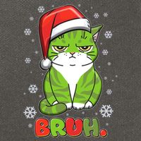 Funny Christmas Bruh Grumpy Grinch Cat Cotton Canvas Backpack