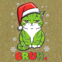 Funny Christmas Bruh Grumpy Grinch Cat Garment-Dyed Women's Muscle Tee