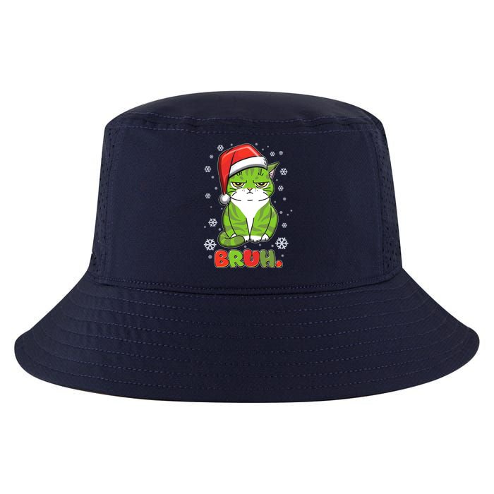 Funny Christmas Bruh Grumpy Grinch Cat Cool Comfort Performance Bucket Hat