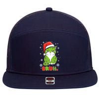 Funny Christmas Bruh Grumpy Grinch Cat 7 Panel Mesh Trucker Snapback Hat