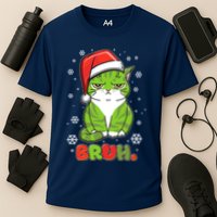 Funny Christmas Bruh Grumpy Grinch Cat Performance Shirt