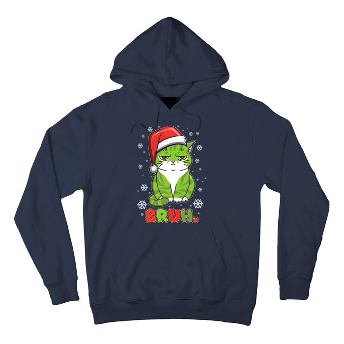 Funny Christmas Bruh Grumpy Grinch Cat Hoodie