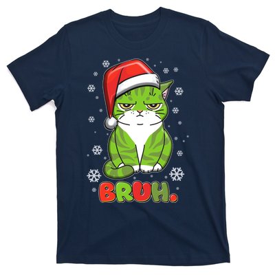 Funny Christmas Bruh Grumpy Grinch Cat T-Shirt