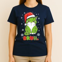 Funny Christmas Bruh Grumpy Grinch Cat T-Shirt