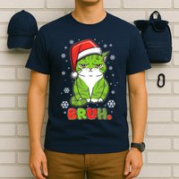 Funny Christmas Bruh Grumpy Grinch Cat T-Shirt