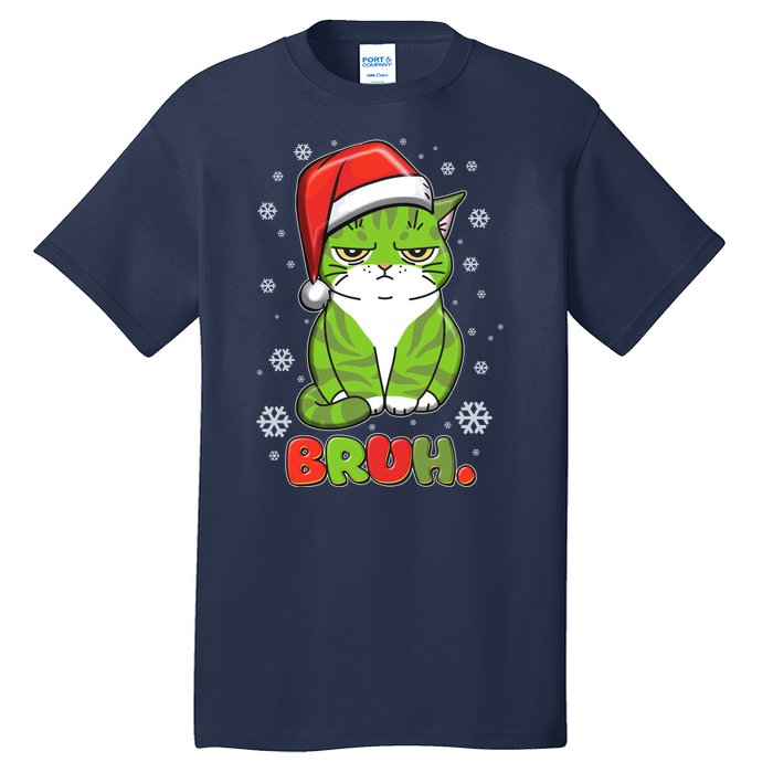 Funny Christmas Bruh Grumpy Grinch Cat Tall T-Shirt