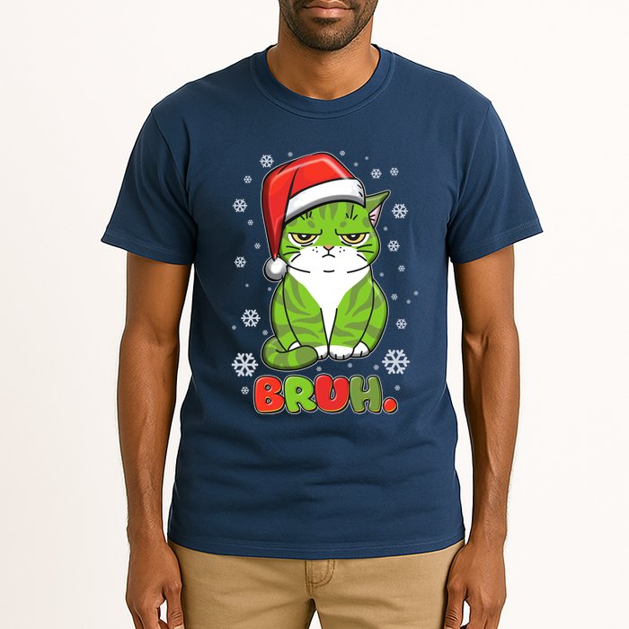 Funny Christmas Bruh Grumpy Grinch Cat Tall T-Shirt