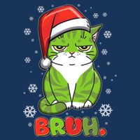 Funny Christmas Bruh Grumpy Grinch Cat 7-Panel Snapback Hat