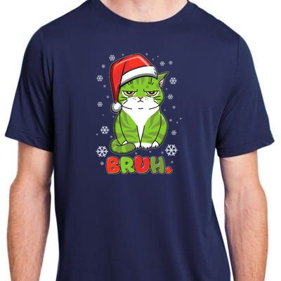 Funny Christmas Bruh Grumpy Grinch Cat Adult ChromaSoft Performance T-Shirt