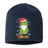 Funny Christmas Bruh Grumpy Grinch Cat Sustainable Beanie