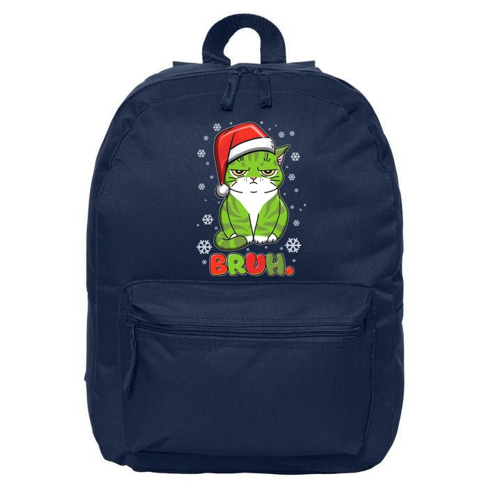 Funny Christmas Bruh Grumpy Grinch Cat 16 in Basic Backpack