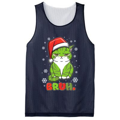 Funny Christmas Bruh Grumpy Grinch Cat Mesh Reversible Basketball Jersey Tank
