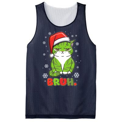 Funny Christmas Bruh Grumpy Grinch Cat Mesh Reversible Basketball Jersey Tank