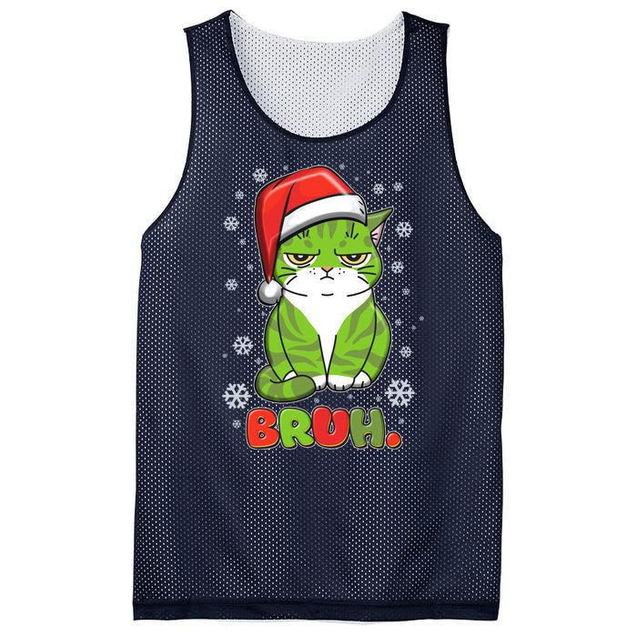 Funny Christmas Bruh Grumpy Grinch Cat Mesh Reversible Basketball Jersey Tank