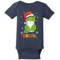 Funny Christmas Bruh Grumpy Grinch Cat Baby Bodysuit