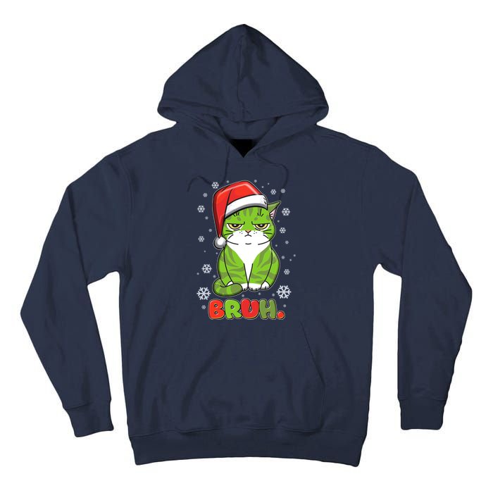 Funny Christmas Bruh Grumpy Grinch Cat Tall Hoodie