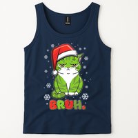 Funny Christmas Bruh Grumpy Grinch Cat Tank Top