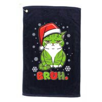 Funny Christmas Bruh Grumpy Grinch Cat Golf Towel