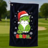 Funny Christmas Bruh Grumpy Grinch Cat Golf Towel