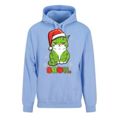 Funny Christmas Bruh Grumpy Grinch Cat Unisex Surf Hoodie