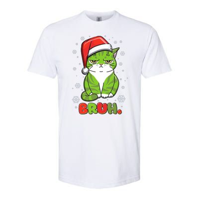 Funny Christmas Bruh Grumpy Grinch Cat Softstyle CVC T-Shirt