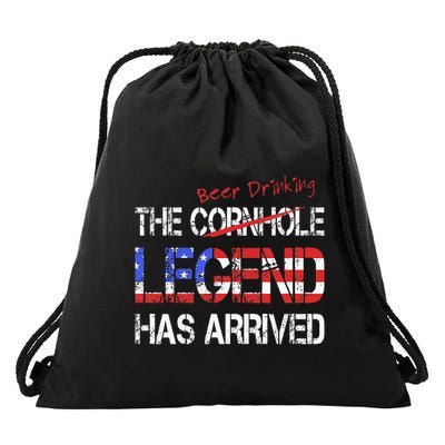 Funny Cornhole Beer Drinking Legend Has Arrived Drawstring Bag