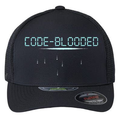 Funny Code Blooded Computer Software Programmer Binary Tree Flexfit Unipanel Trucker Cap