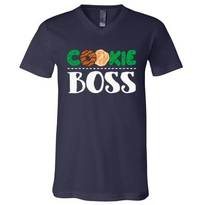 Funny Cookie Boss Girl Troop Leader Family Matching V-Neck T-Shirt