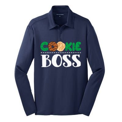 Funny Cookie Boss Girl Troop Leader Family Matching Silk Touch Performance Long Sleeve Polo